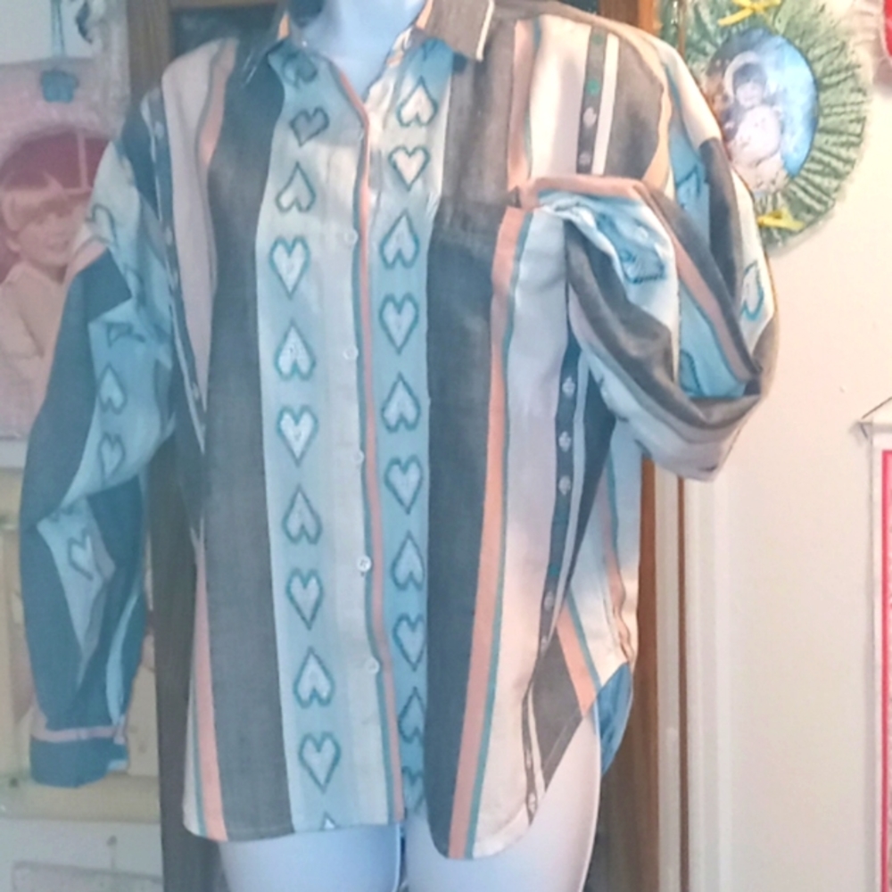 Vintage 80's, Hearts & Sparkles💖💥💕 Striped,70's Inspired,Boho,"Hippy", Shirt